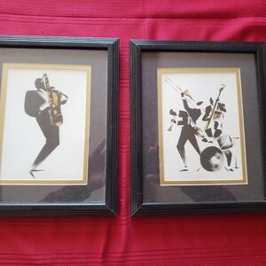 11" X 9" Jazz Musicians Framed Abstract Art Prints